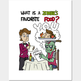 What is a zombies favorite food - Halloween Gift Posters and Art